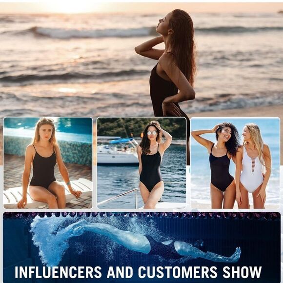 Baleaf Athletic Training One Piece Swimsuit, Black, Medium (36) m, NWT - Picture 4 of 6